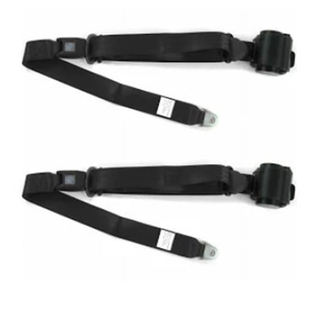 Standard 3 Point Burgundy Retractable Bucket Seat Belt Kit with Bracketry for 1958 Chevy Impala - 2 Belts