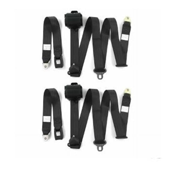 Standard 3 Point Burgundy Retractable Bucket Seat Belt Kit with Bracketry for 1960-1969 Chevy Corvair - 2 Belts