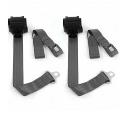 Standard 3 Point Burgundy Retractable Bucket Seat Belt Kit with Bracketry for 1971-1978 AMC Matador - 2 Belts