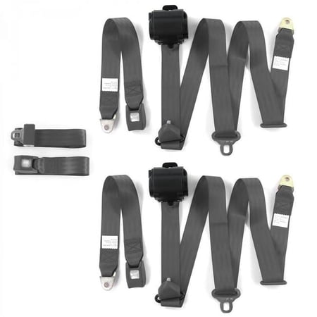 Standard 3 Point Charcoal Retractable Bench Seat Belt Kit for Chevy S10 Blazer 1982-1994 - 3 Belts