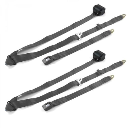 Standard 3 Point Charcoal Retractable Bucket Seat Belt Kit for 1958-1967 VW Type 1 - 2 Belts