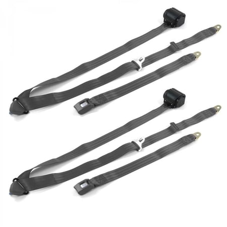 Standard 3 Point Charcoal Retractable Bucket Seat Belt Kit for Chevy Impala 1961-1964 - 2 Belts