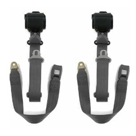 Standard 3 Point Charcoal Retractable Bucket Seat Belt Kit with Bracketry & 2 Belts for 1949-1967 VW Type 2 Split