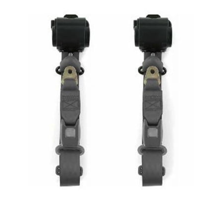 Standard 3 Point Charcoal Retractable Bucket Seat Belt Kit with Bracketry & 2 Belts for 1957-1958 Buick Roadmaster