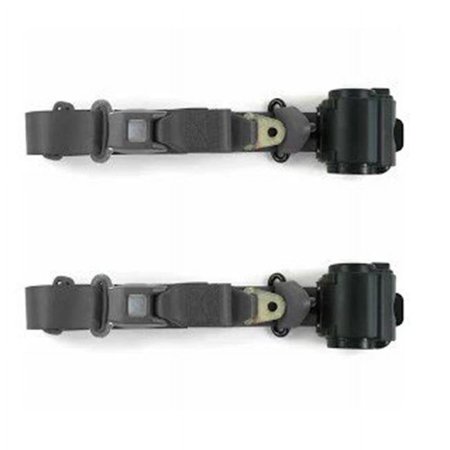 Standard 3 Point Charcoal Retractable Bucket Seat Belt Kit with Bracketry & 2 Belts for 1964-1967 Chevy Chevelle