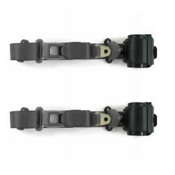 Standard 3 Point Charcoal Retractable Bucket Seat Belt Kit with Bracketry & 2 Belts for 1964-1967 Chevy Chevelle