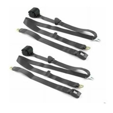 Standard 3 Point Charcoal Retractable Bucket Seat Belt Kit with Bracketry for 1982-1994 Chevy S10 Blazer - 2 Belts