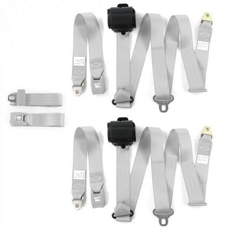 Standard 3 Point Gray & Grey Retractable Bench Seat Belt Kit for Buick Roadmaster 1957-1958 - 3 Belts