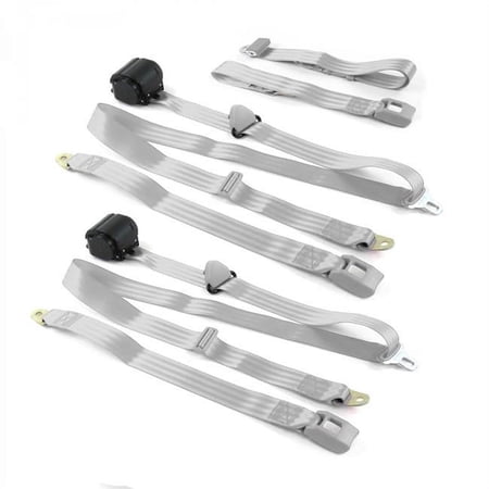Standard 3 Point Gray & Grey Retractable Bench Seat Belt Kit for Chevy FS Blazer 1973-1991 - 3 Belts