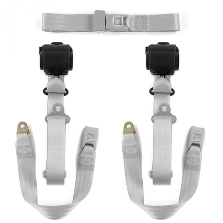 Standard 3 Point Gray & Grey Retractable Bench Seat Belt Kit for Early Cars 1941-1948 - 3 Belts