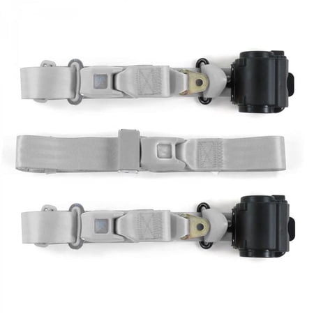 Standard 3 Point Gray & Grey Retractable Bench Seat Belt Kit for Ford 1928-1931 Model A - 3 Belts