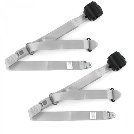 Standard 3 Point Gray & Grey Retractable Bucket Seat Belt Kit for AMC AMX 1967-1974 - 2 Belts