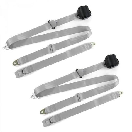 Standard 3 Point Gray & Grey Retractable Bucket Seat Belt Kit for Ford 1952-1954 - 2 Belts