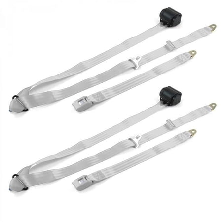 Standard 3 Point Gray & Grey Retractable Bucket Seat Belt Kit for Jeep Commando 1966-1973 - 2 Belts