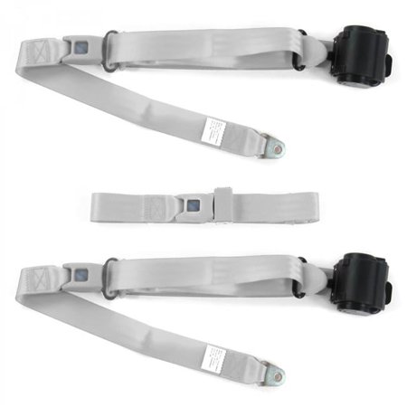 Standard 3 Point Gray Retractable Bench Seat Belt Kit with 3 Belts for 1946-1954 Early Triumph