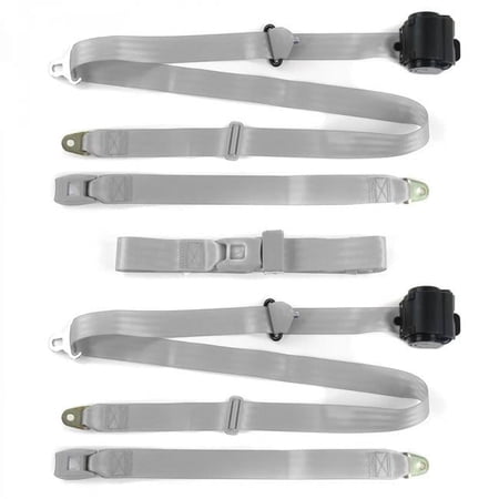 Standard 3 Point Gray Retractable Bench Seat Belt Kit with 3 Belts for 1950-1954 Nash Rambler