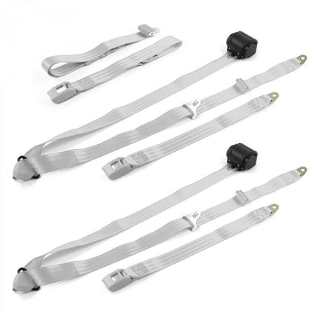 Standard 3 Point Gray Retractable Bench Seat Belt Kit with 3 Belts for 1961-1980 IH Scout