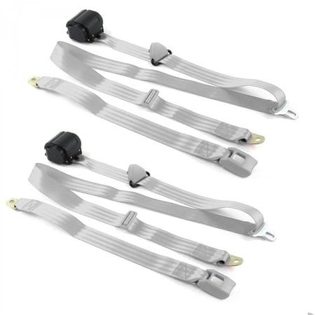 Standard 3 Point Gray Retractable Bucket Seat Belt Kit for 1932 Ford Model B - 2 Belts
