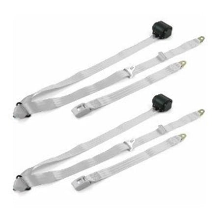 Standard 3 Point Gray Retractable Bucket Seat Belt Kit with Bracketry & 2 Belts for 1935-1940 Ford