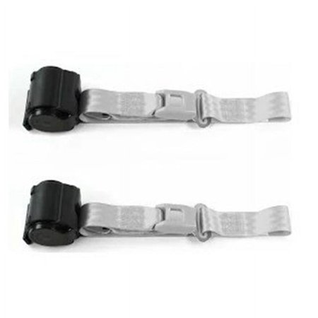 Standard 3 Point Gray Retractable Bucket Seat Belt Kit with Bracketry & 2 Belts for 1971-1978 AMC Matador