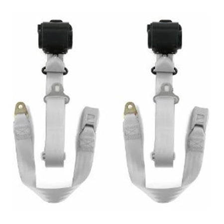 Standard 3 Point Gray Retractable Bucket Seat Belt Kit with Bracketry & 2 Belts for 1978-1979 Ford Bronco