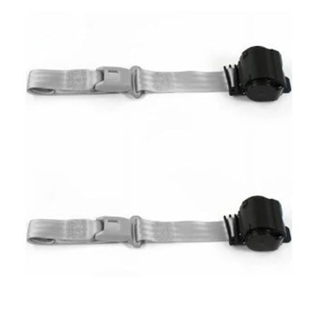 Standard 3 Point Gray Retractable Bucket Seat Belt Kit with Bracketry for 1974-1978 Ford Mustang - 2 Belts
