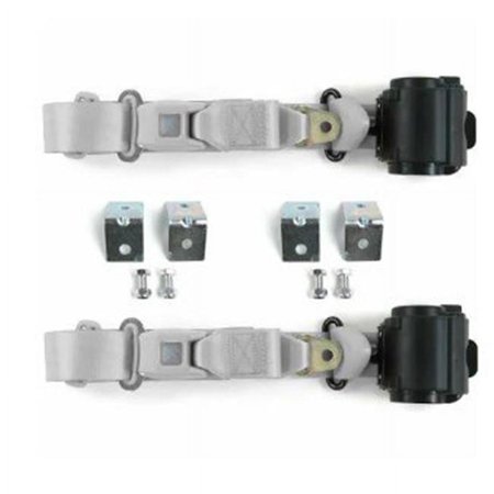Standard 3 Point Gray Retractable Bucket Seat Belt Kit with Bracketry for 1984-2001 Jeep Cherokee - 2 Belts