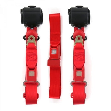 Standard 3 Point Red Retractable Bench Seat Belt Kit with 3 Belts for 1935-1940 Ford