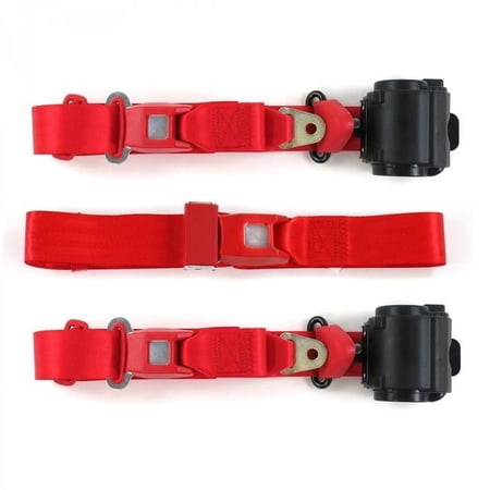 Standard 3 Point Red Retractable Bench Seat Belt Kit with 3 Belts for 1962-1980 Triumph Spitfire