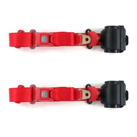 Standard 3 Point Red Retractable Bucket Seat Belt Kit for Chevy Nova 1968-1974 - 2 Belts