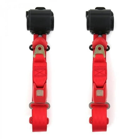 Standard 3 Point Red Retractable Bucket Seat Belt Kit for Jeep Wrangler 1987-1996 - 2 Belts