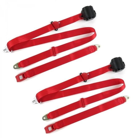 Standard 3 Point Red Retractable Bucket Seat Belt Kit for Triumph TR7, 8 1975-1982 - 2 Belts