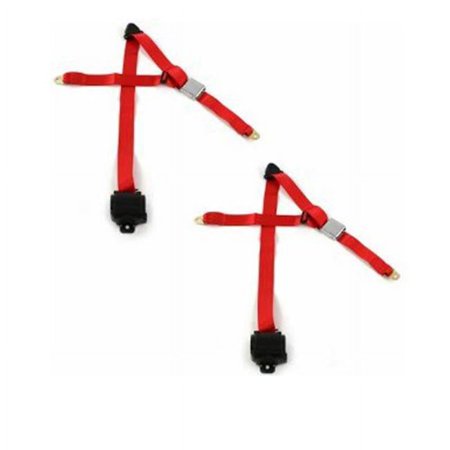 Standard 3 Point Red Retractable Bucket Seat Belt Kit with Bracketry for 1984-2001 Jeep Cherokee - 2 Belts