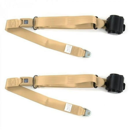 Standard 3 Point Tan Retractable Bucket Seat Belt Kit for AMC AMX 1967-1974 - 2 Belts