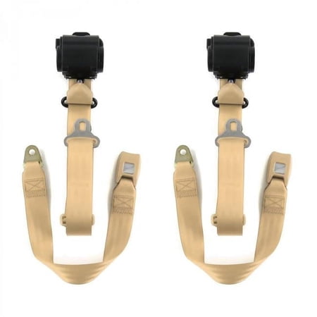 Standard 3 Point Tan Retractable Bucket Seat Belt Kit for VW Type 3 Squareback - 2 Belts