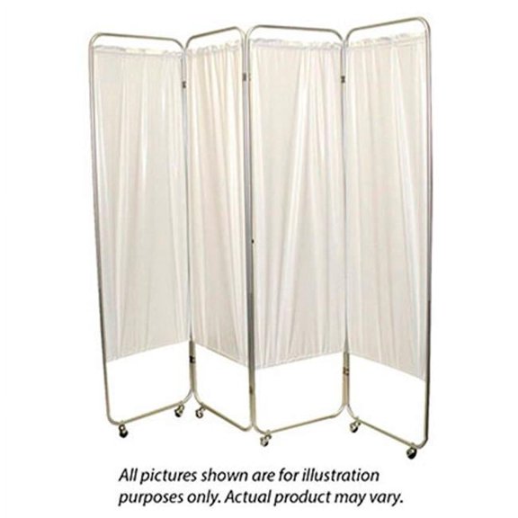 Standard 4-Panel Privacy Screen with Casters, Vinyl, White, 6 mm Thick