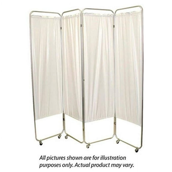 Standard 4-Panel Privacy Screen with Casters, Vinyl, White, 6 mm Thick