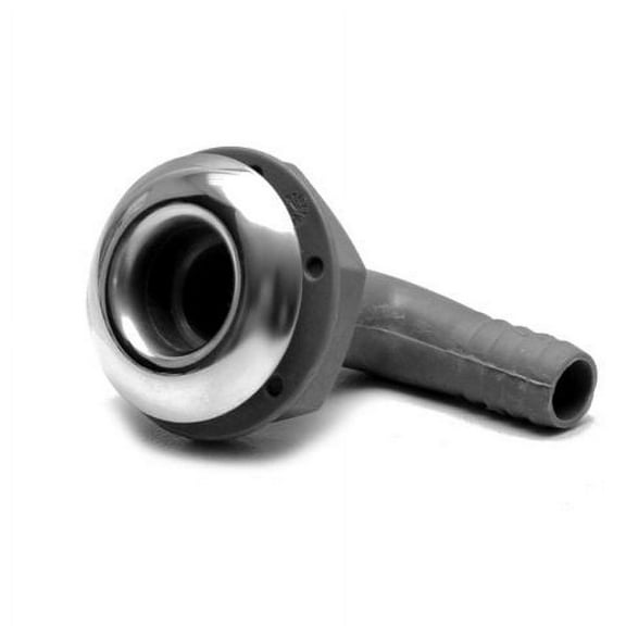 Standard 5/8 Inch UNC Barbed Grey Plastic Boat Thru Hull Connector With SS Mesh Strainer