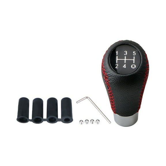 Standard 5 Speed Leather Gear Shift Knob Manual Transmission Red Blue Black Line