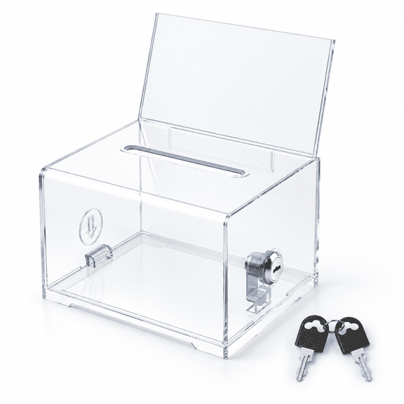 Standard 6.2"x4.7"x4" Donation Ballot Box With Lock And Slot