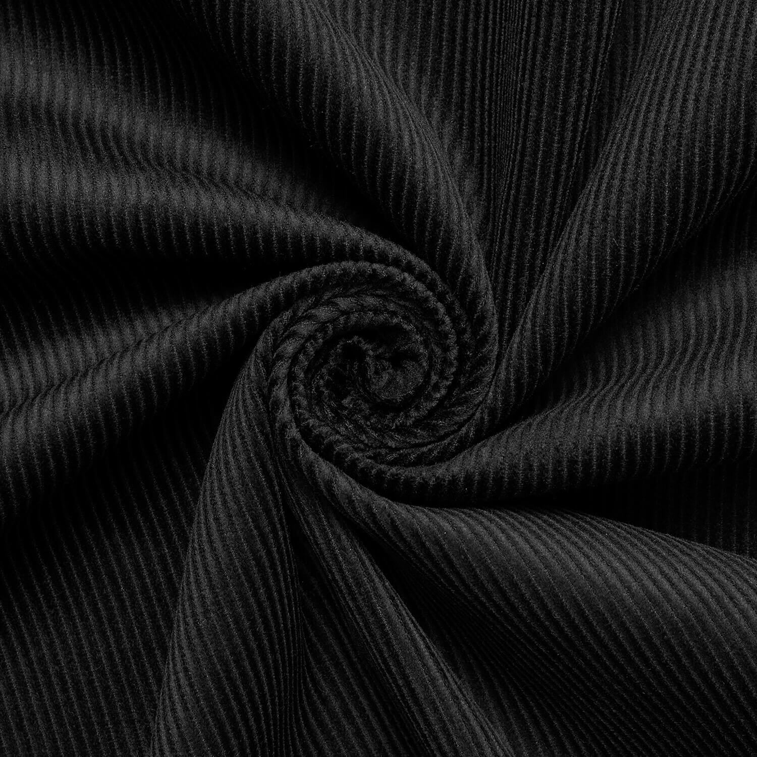 Standard 9 Wale Corduroy Hypoallergenic Cotton 59/60” Fabric By The Yard - Black (10 Yards)