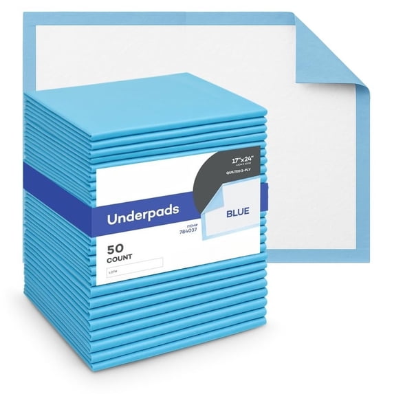 Standard Absorbency Disposable Underpads – 24 x 17 Inch, 2-Ply Tissue Fill, Light Moisture Protective Liners for Small Pets, Cleanups, and Protection