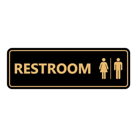 Standard All Gender Restroom(Black /Gold) - Small 2" X 6"