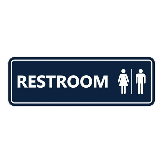 Standard All Gender Restroom(Navy Blue / White) - Medium 2-3/4" X 7"