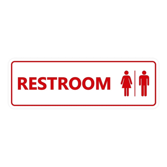 Standard All Gender Restroom(White/Red) - Small 2" X 6"