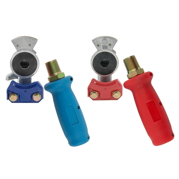 Standard Aluminum Gladhands Service & Emergency Air Hose Brake Coupling w/ Gladhand Extension Handle Grips Durable Poly Glad Hand Handle Grip Set Red & Blue (1 Set)