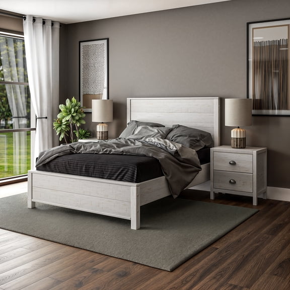 Camaflexi Full Size Baja Bed Frame, Solid Wood, Rustic Shabby Finish