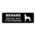 thumbnail image 1 of Standard Beware Dog Will Bite Sign (Black) - Large, 1 of 5