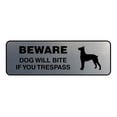 thumbnail image 1 of Standard Beware Dog Will Bite Sign (Brushed Silver) - Large, 1 of 5