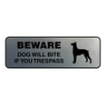 thumbnail image 1 of Standard Beware Dog Will Bite Sign (Brushed Silver) - Medium, 1 of 5